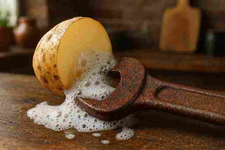 از بین بردن زنگ آهن با سیب زمینی