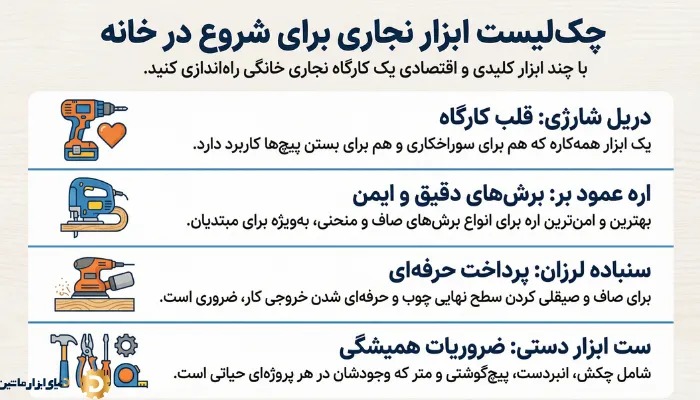 برای شروع نجاری در خانه چه ابزاری بخریم؟ (چک‌لیست ابزار نجاری داخل خانه)