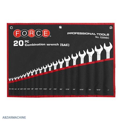 ست آچار اینچی یکسر تخت یکسر رینگ کاور دار 20 عددی FORCE مدل 5209SC