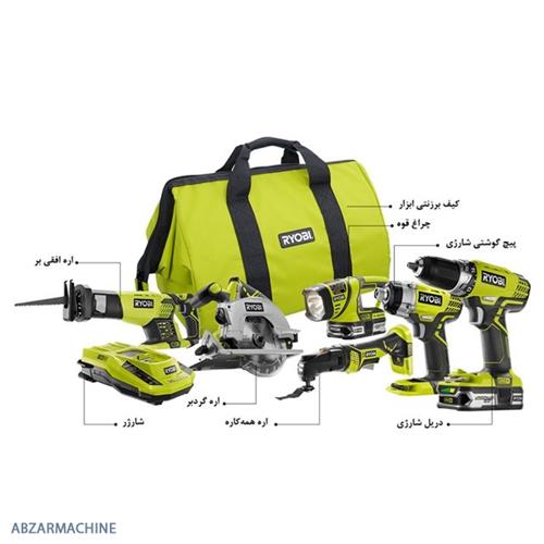 پکیج 6 عددی شارژی 18 ولت ریوبی مدل P884