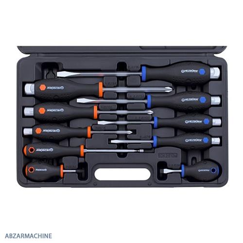 جعبه پیچ گوشتی ضربه خور تخت و چهارسو 10 عددی  HEZBURN